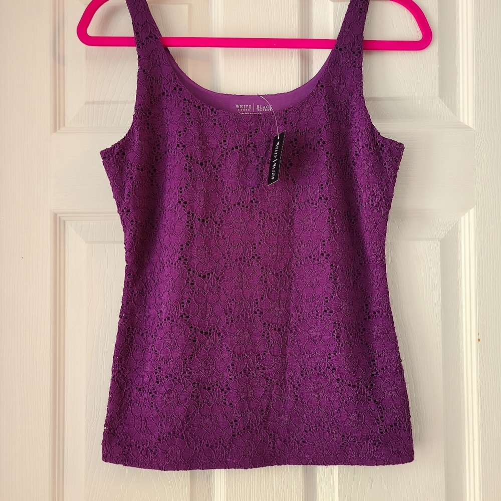 NWOT White House Black Market Purple Lace Tank Top Size S